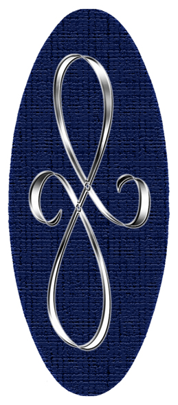 Silver Scroll Blue Background